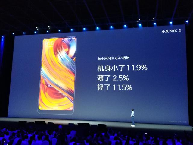 小米MIX2 机身小了11.9%，薄了2.5%，轻了11.5%